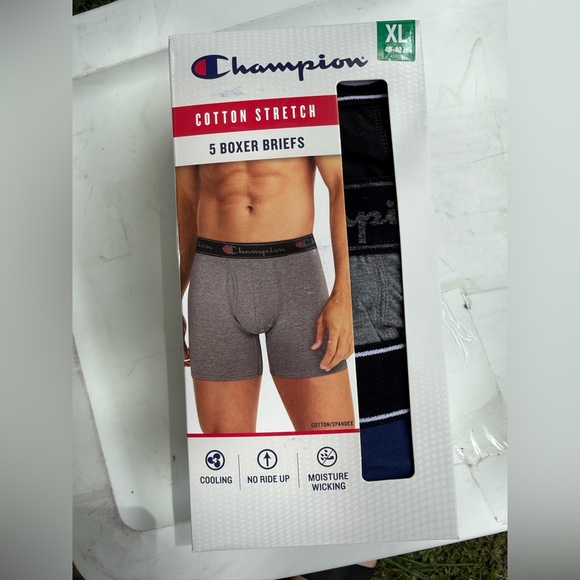 Champion Men's Cotton Stretch Boxer Briefs - Gray and Navy - Picture 1 of 2